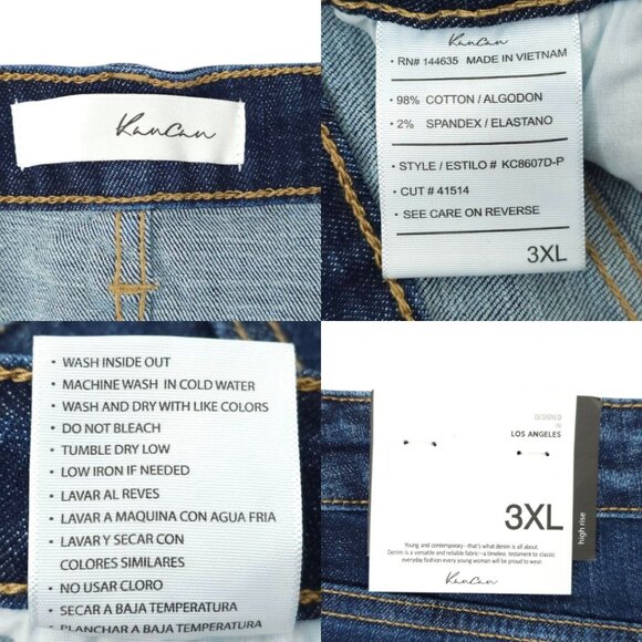 KanCan Denim Shorts Womens Size 3XL High Rise Dark Wash Stretch Frayed Hem NEW - Picture 8 of 16